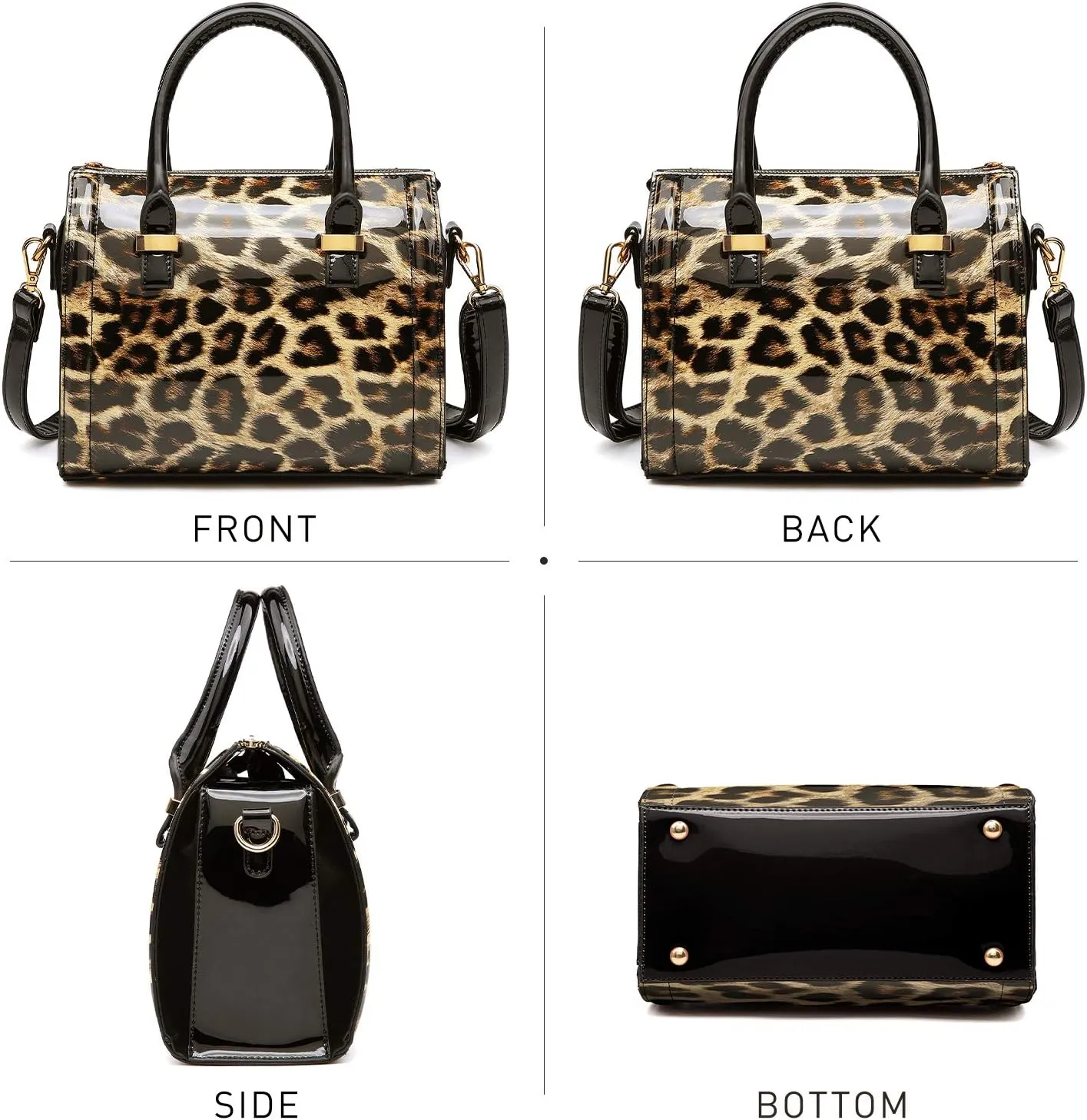 Shiny Patent Faux Leather Handbags Barrel Top Handle Purse Satchel Bag Shoulder Bag for Women