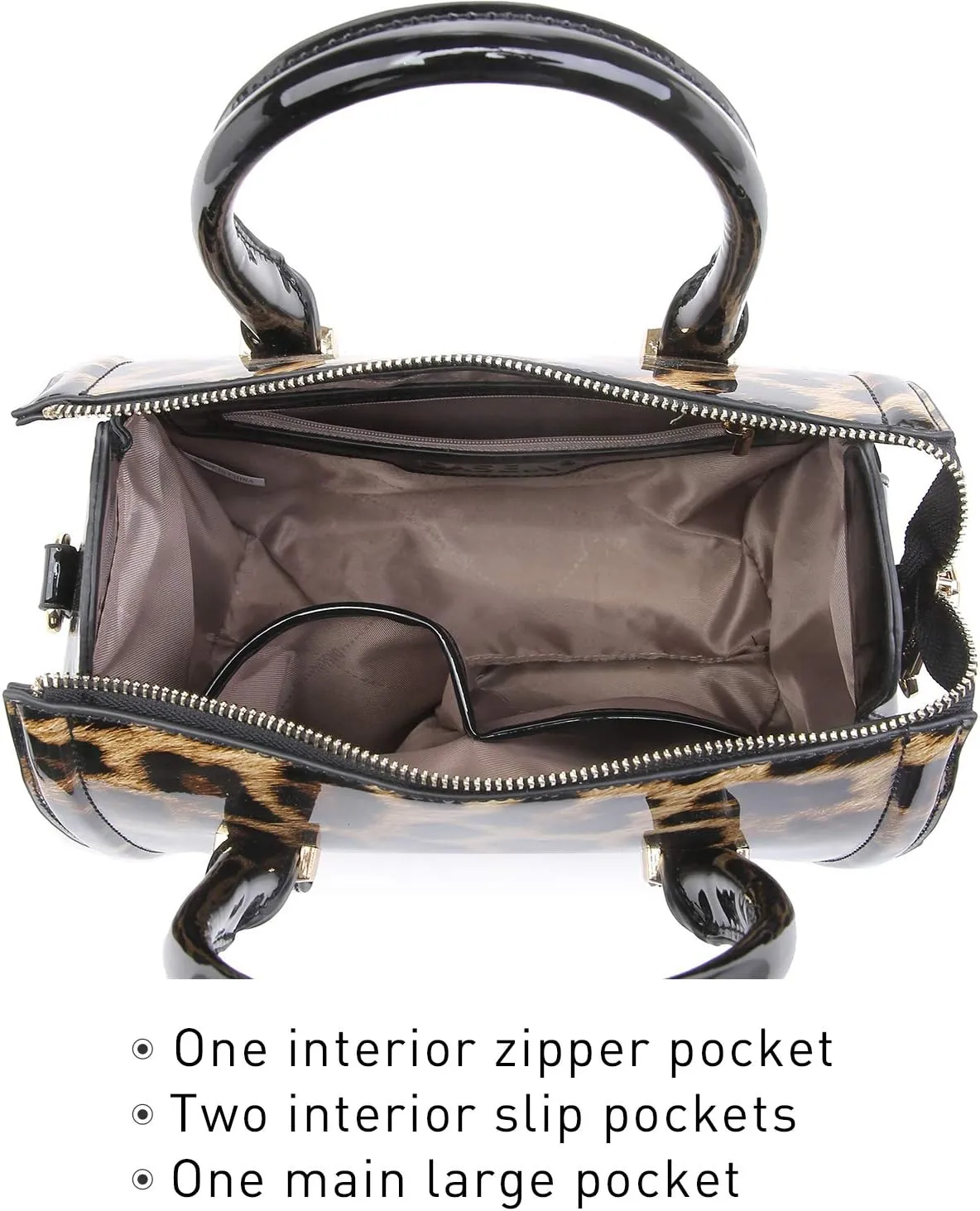 Shiny Patent Faux Leather Handbags Barrel Top Handle Purse Satchel Bag Shoulder Bag for Women