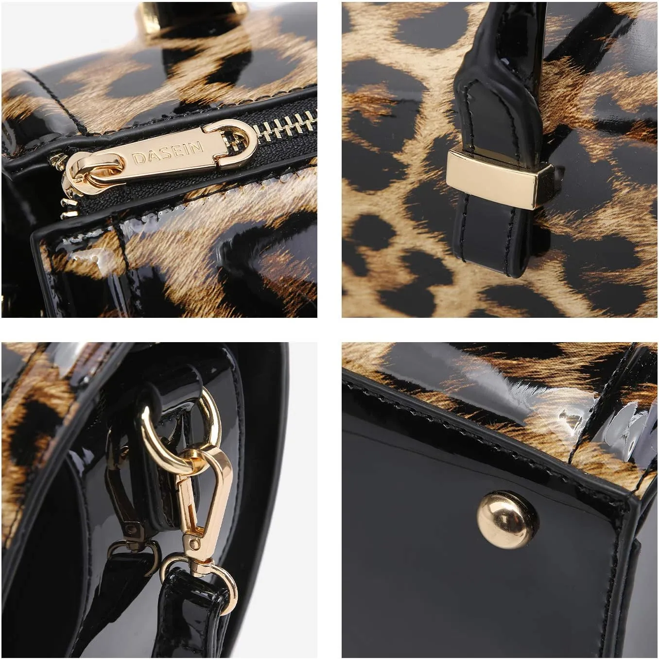 Shiny Patent Faux Leather Handbags Barrel Top Handle Purse Satchel Bag Shoulder Bag for Women