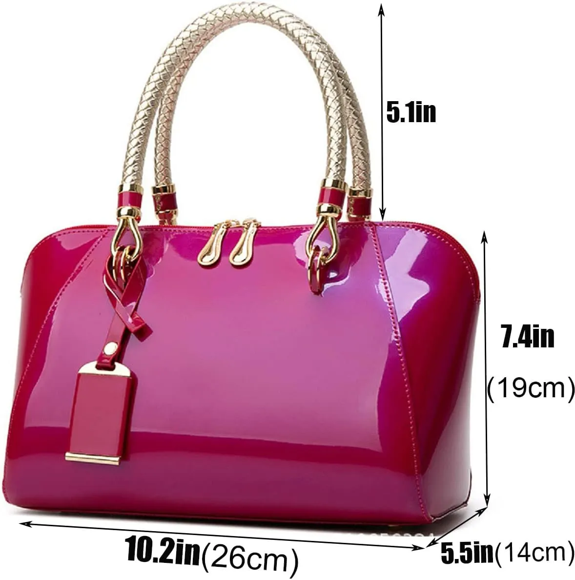 Shiny Patent Women Faux Leather Handbags Crossbody Bag Top Handle Purse Satchel Bag Shoulder Bag