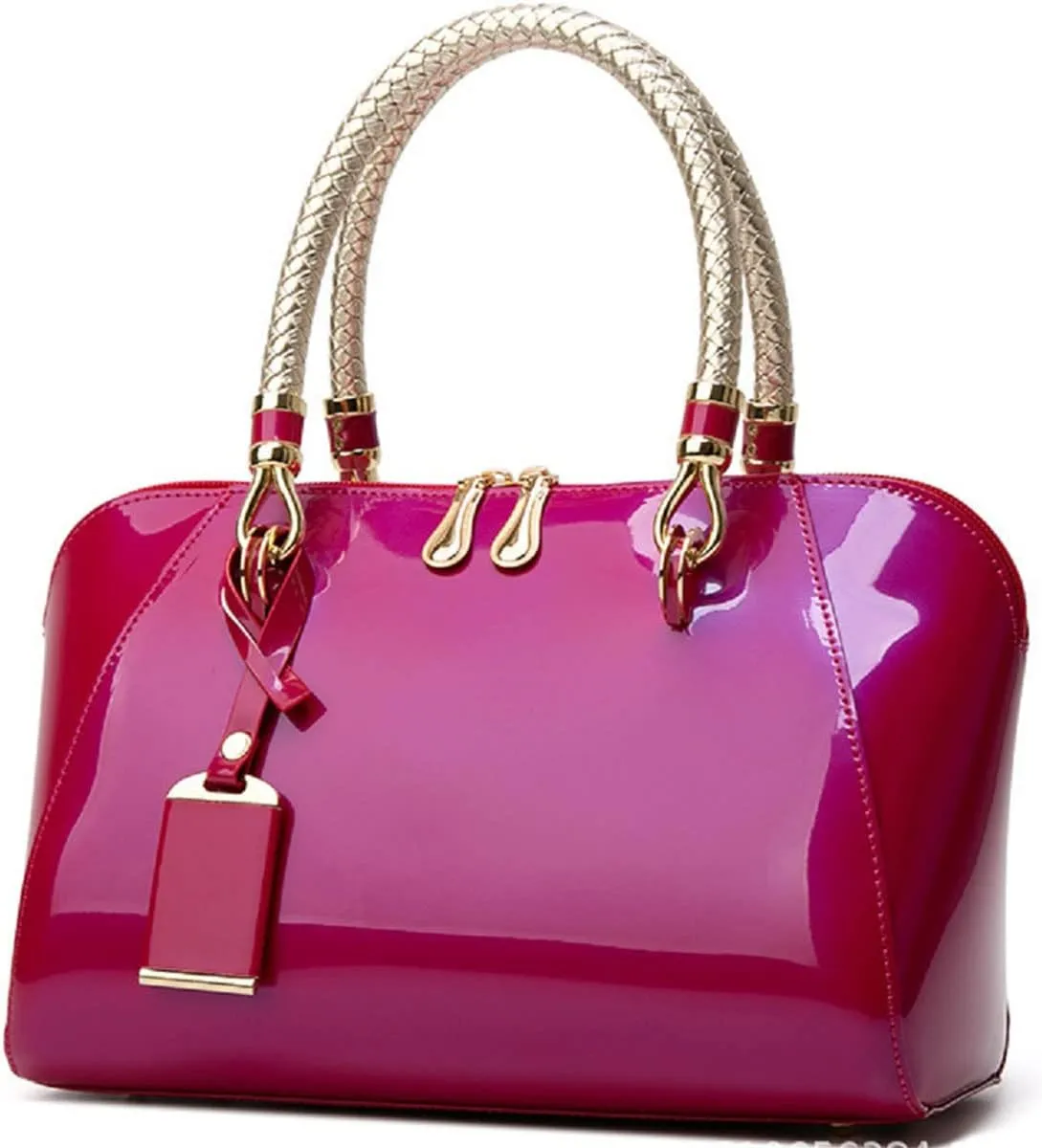 Shiny Patent Women Faux Leather Handbags Crossbody Bag Top Handle Purse Satchel Bag Shoulder Bag