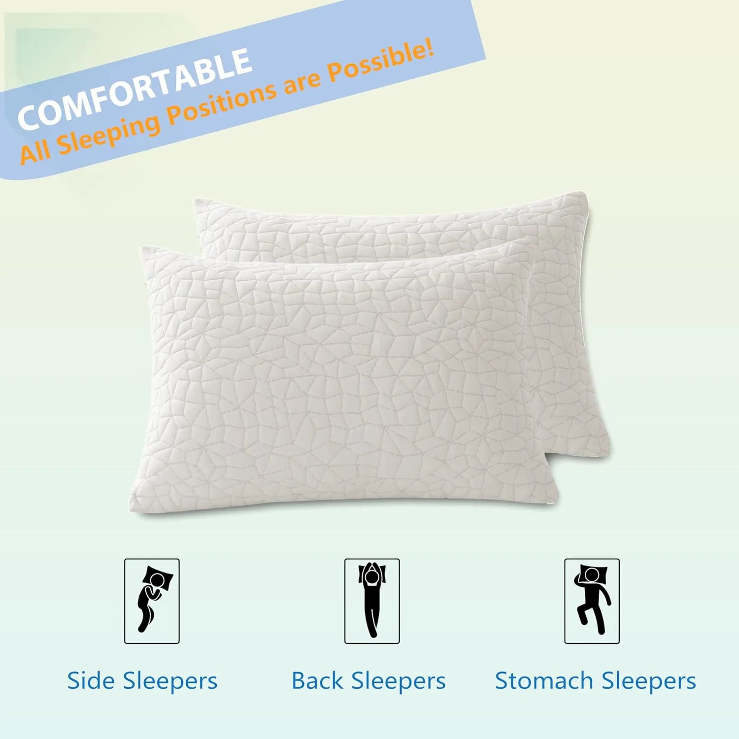 Shredded Memory Foam Pillow, Standard (1-Pack), Adjustable Bed Pillow for Side Back Stomach Sleepers,Comfy Cooling Pillow for Sleeping with Washable Cover…