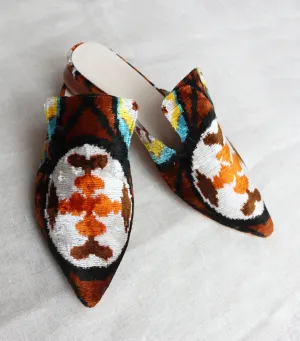 Silk Velvet Ikat Slippers 041