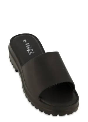 Single Band Lug Sole Platform Slide Sandals