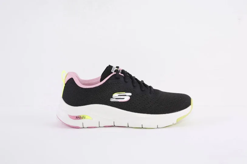 SKECHERS - 149722 ARCH FIT-INFINITY COOL LACED TRAINER - BLACK/PINK/YELLOW