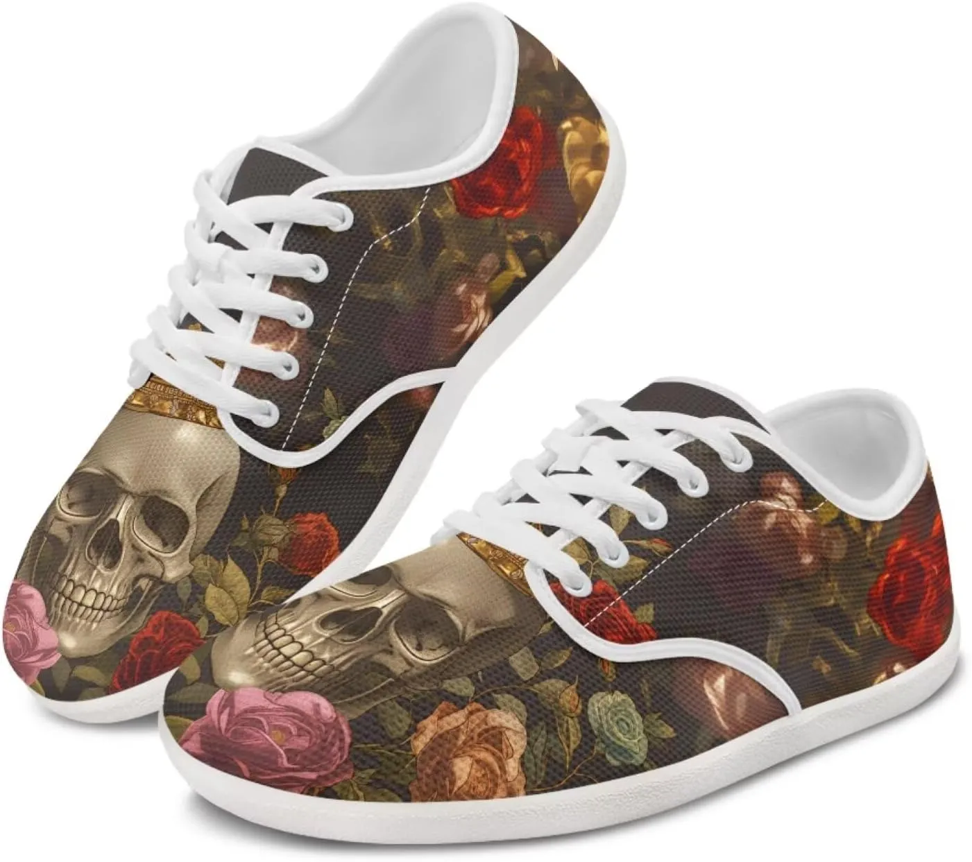 Skull Barefoot Shoes for Women Men Wide Toe Minimalist Walking Shoes Slip on Zero Drop Sole Cross-Trainer Sneakers