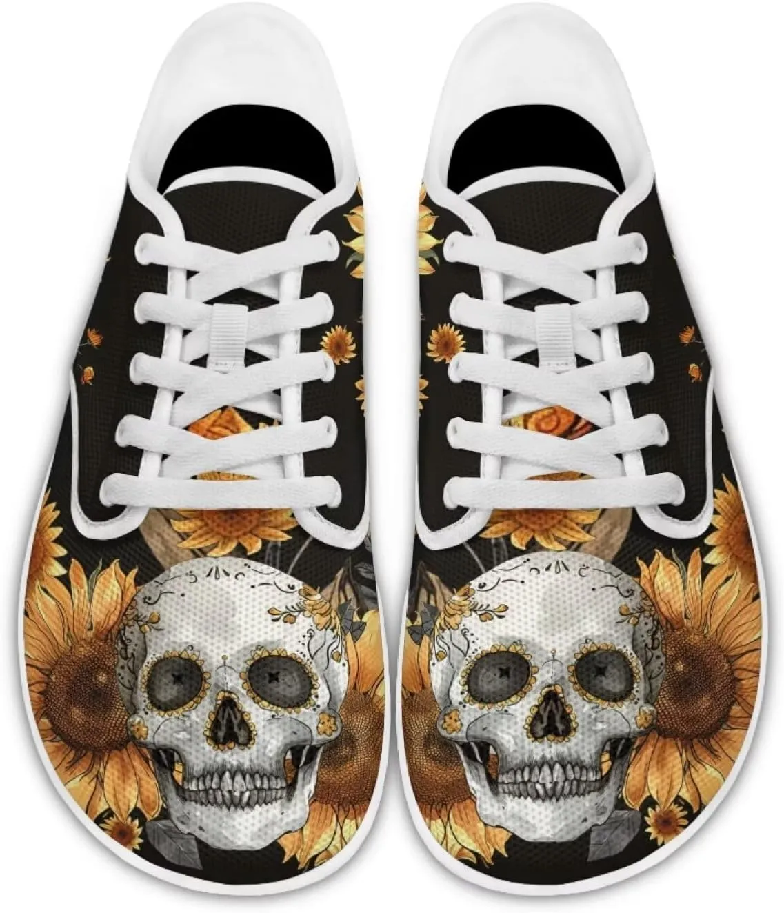 Skull Barefoot Shoes for Women Men Wide Toe Minimalist Walking Shoes Slip on Zero Drop Sole Cross-Trainer Sneakers