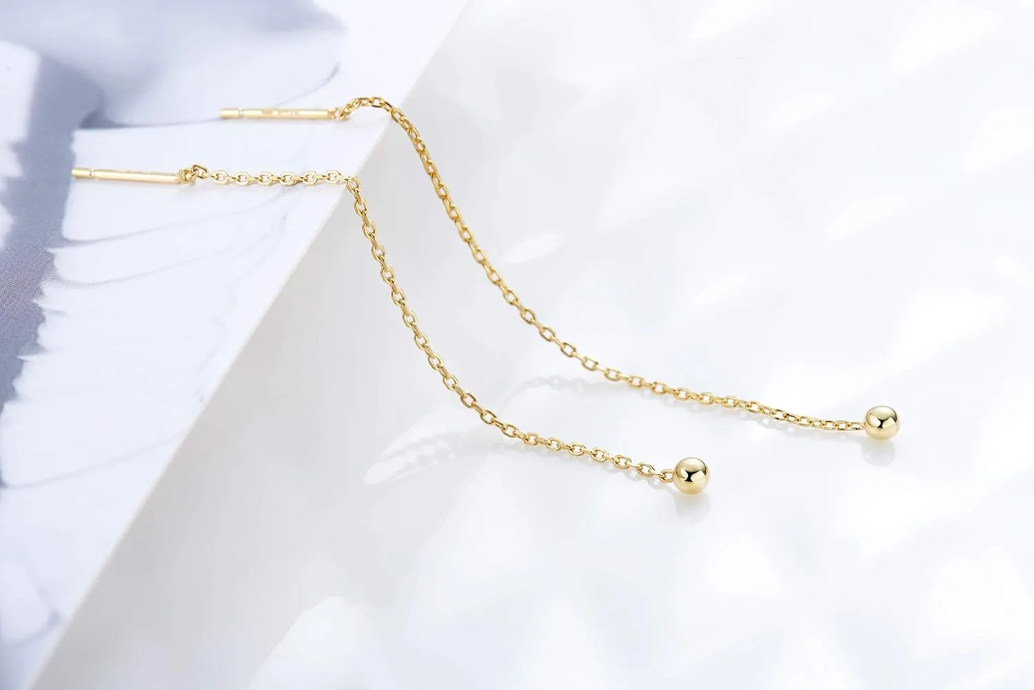 S.Leaf Threader Earrings for Women Threader Earrings Sterling Silver Chain Earrings Tassel Earrings Gold Earrings for Women
