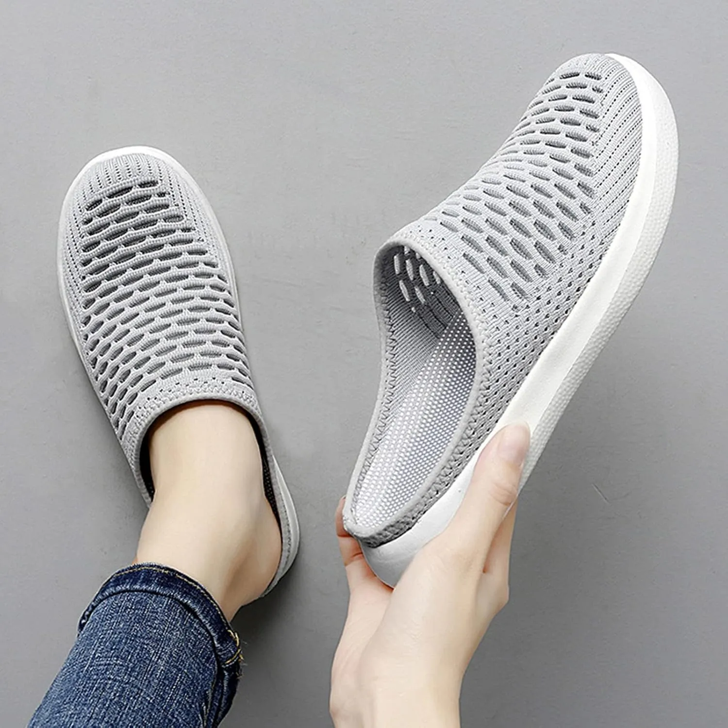 Sneaker Mules for Women Slip-On Orthopedic Slippers Backless Platform Sneakers Round Toe Mules Walking Sneakers