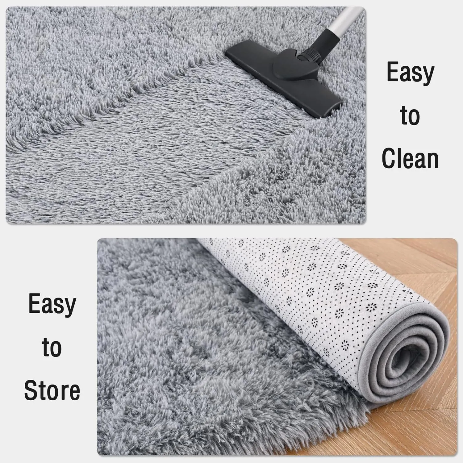 Soft Gray Runner Rugs for Bedroom, 2x6 ft Bedside Rug Plush Fluffy Carpets, Shag Furry Modern Area Rug Carpet for Living Room Girls Kids Room Nursery Home Decor, Gray