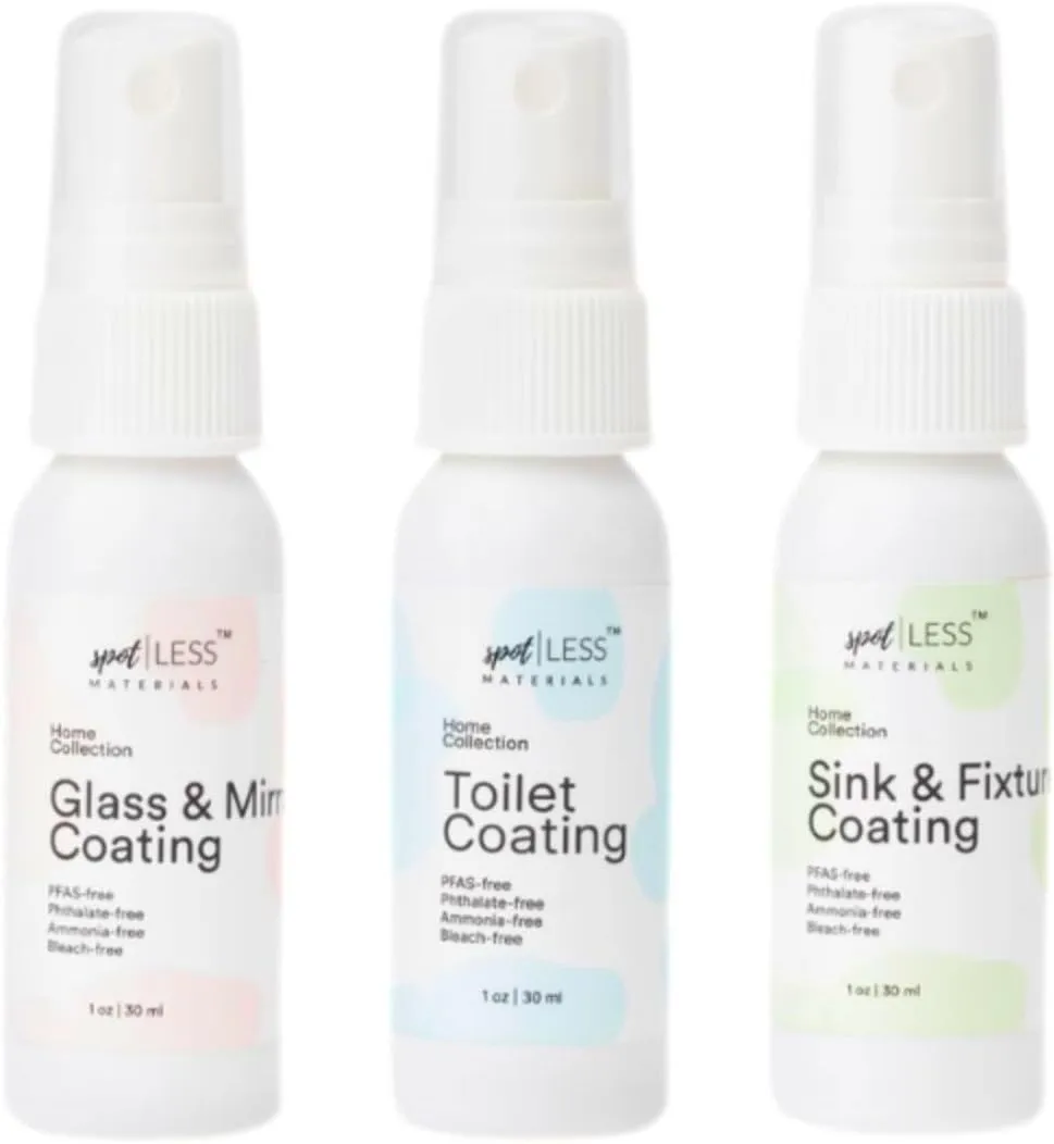 spotLESS MATERIALS Bathroom Starter Set For Streak-Free, Stain-Resistant Bathroom, LESS Formula, Repels Water & Waste