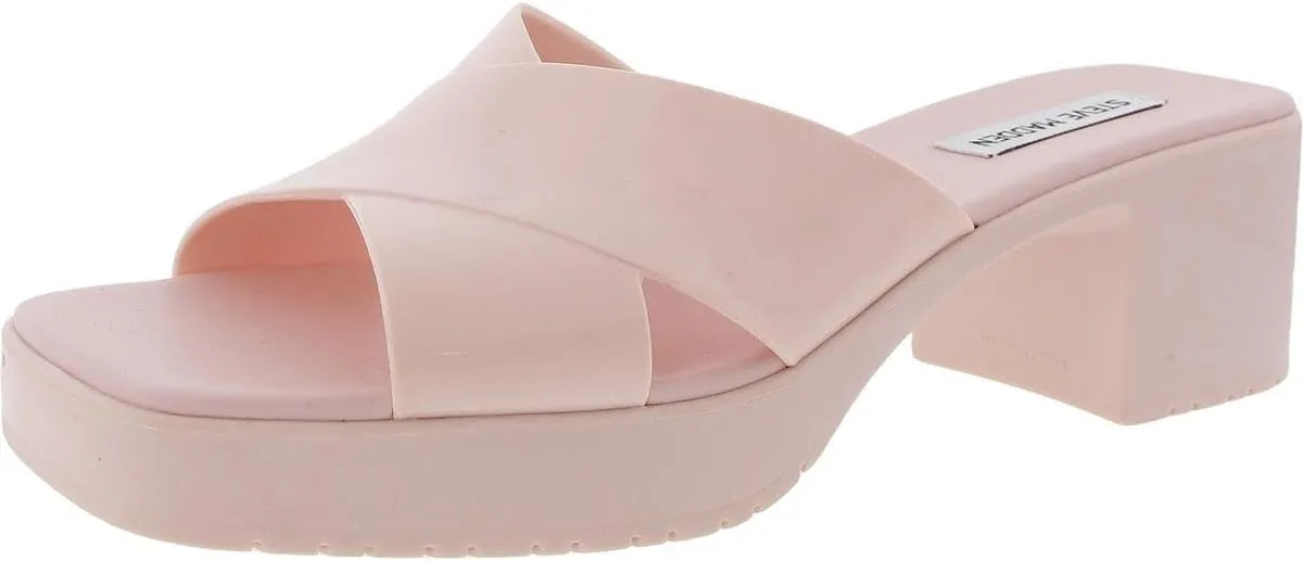 Steve Madden Womens Harley Padded Insole Patent Slide Sandals
