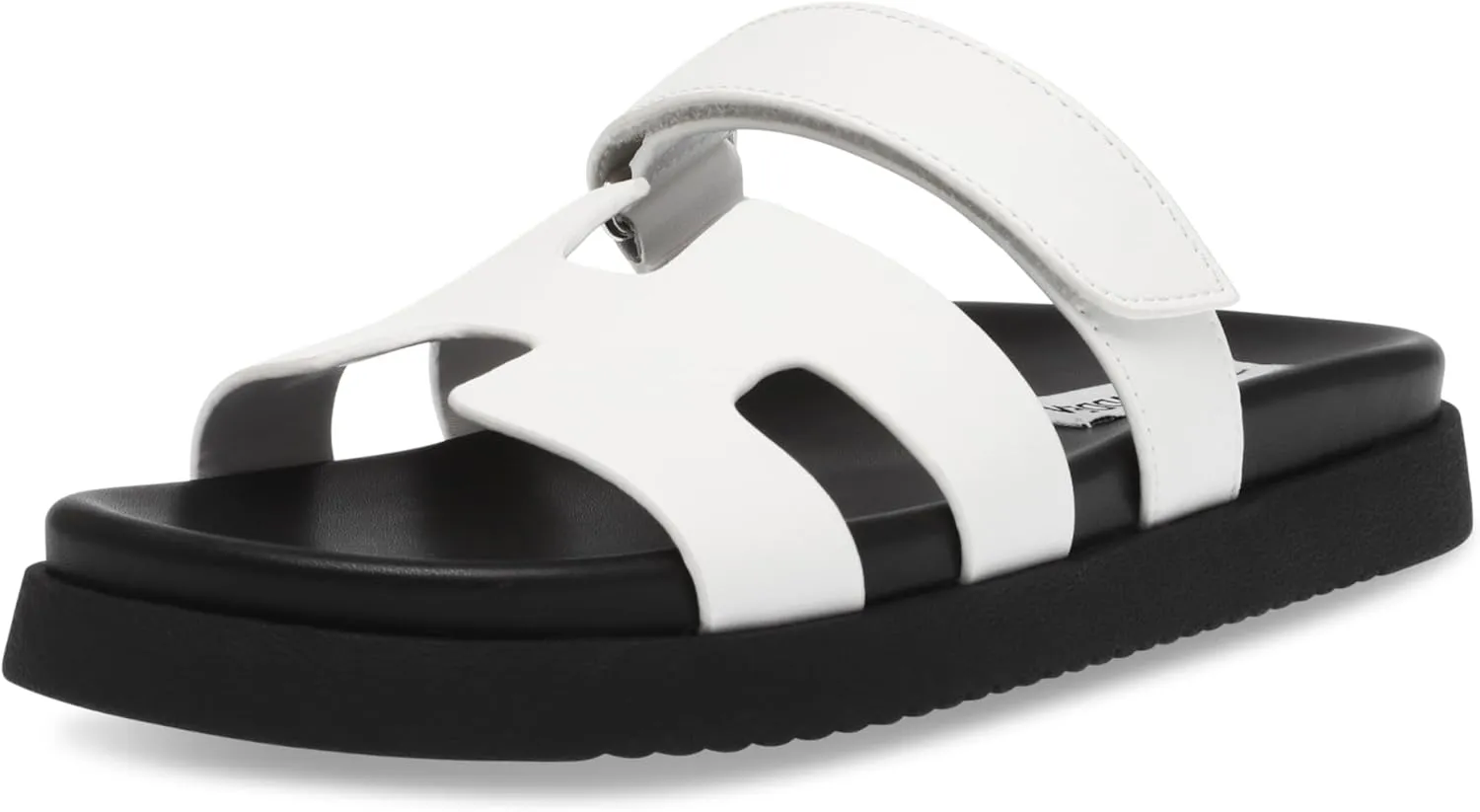 Steve Madden Women's Mayven Slide Sandal, White Leather, 9.5