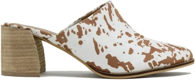 Suede Mules for Women Stacked Heel Mules Backless Mules Closed Toe Slide On Slide Mules Leopard Sandals