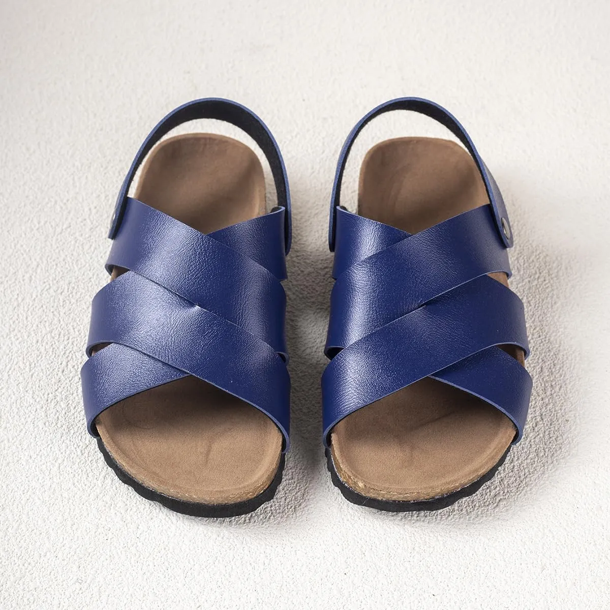 Summer Kids Crossing Cork Footbed Sandals Beach Slides Open Toe Flat for Boys Girls