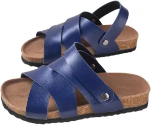 Summer Kids Crossing Cork Footbed Sandals Beach Slides Open Toe Flat for Boys Girls