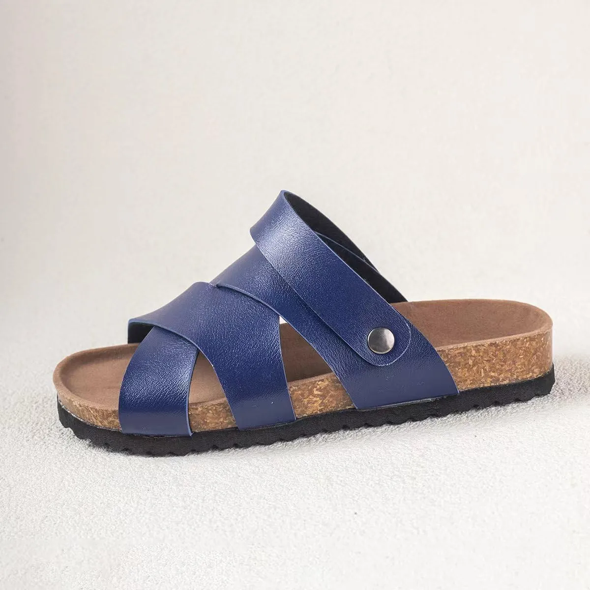 Summer Kids Crossing Cork Footbed Sandals Beach Slides Open Toe Flat for Boys Girls
