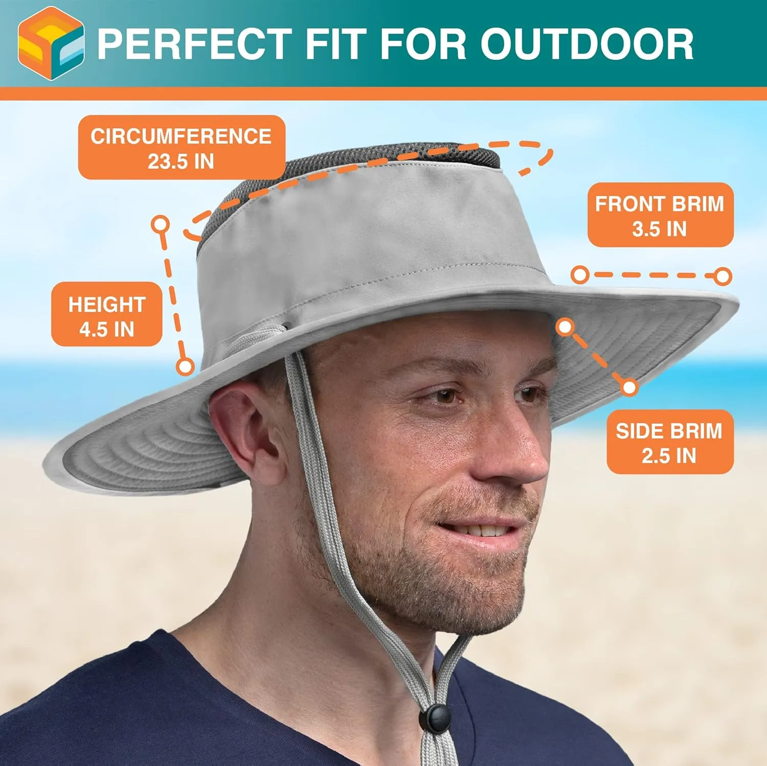 SUN CUBE Wide Brim Sun Hat for Men Women, Sun Protection UV Hat, Safari Hiking Boonie Hat