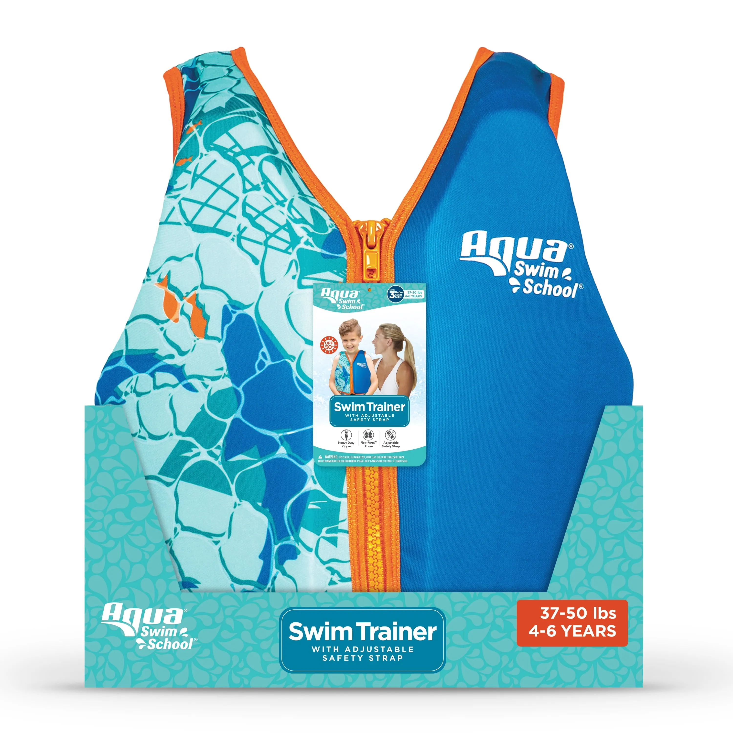 Swim Training Vest, Medium/Large, Ages 4-6 Years, Blue Shark