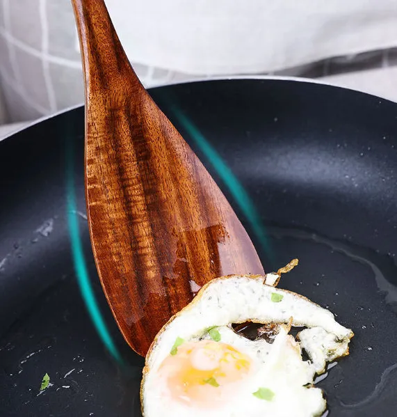 Teak Beaded Handle Kitchenware Wooden Spatula 31.2*7.2cm