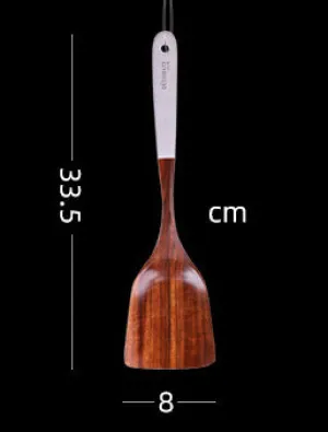 Teak Beaded Handle Kitchenware Wooden Spatula 33.5*8cm