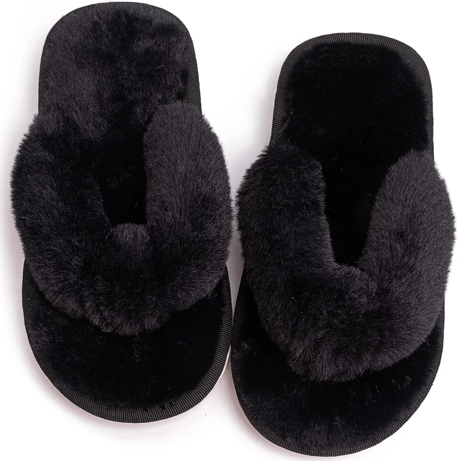 techcity Boys Girls Fuzzy Flip Flop Slippers Kids Cute Soft Comfy Open Toe Fluffy Slip On Thong Flat Sandals House Home Fur Slides Indoor Outdoor