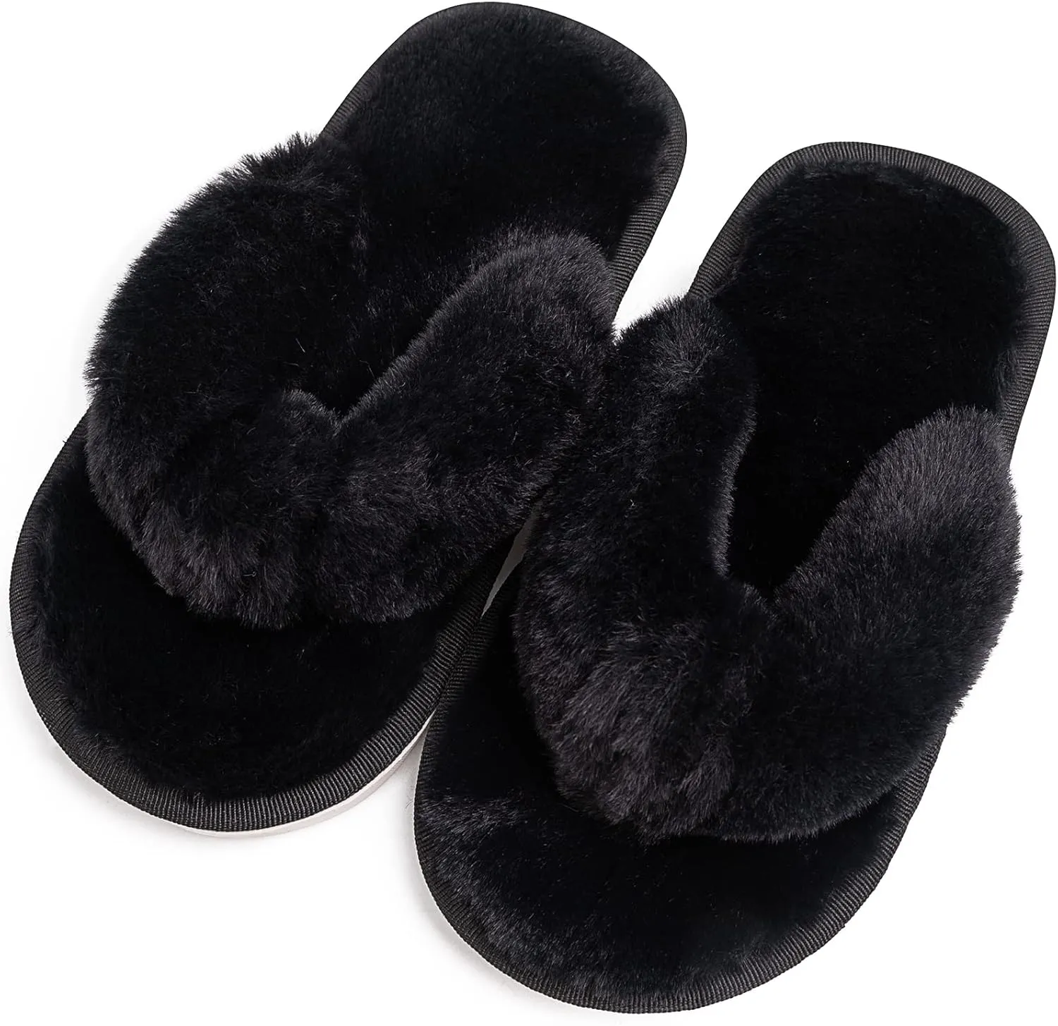 techcity Boys Girls Fuzzy Flip Flop Slippers Kids Cute Soft Comfy Open Toe Fluffy Slip On Thong Flat Sandals House Home Fur Slides Indoor Outdoor