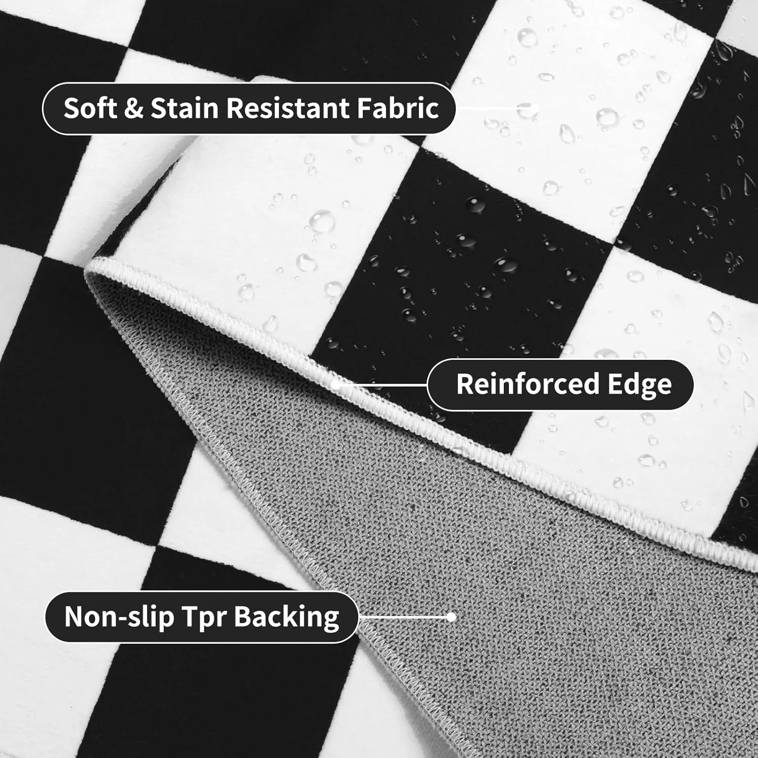 Terrug Black and White Checkered Rug for Living Room Bedroom, 4x6 Soft Washable Area Rug with Non Slip, Low Pile Stain Resistance Carpet for Kids Room Entryway Kitchen Dorm