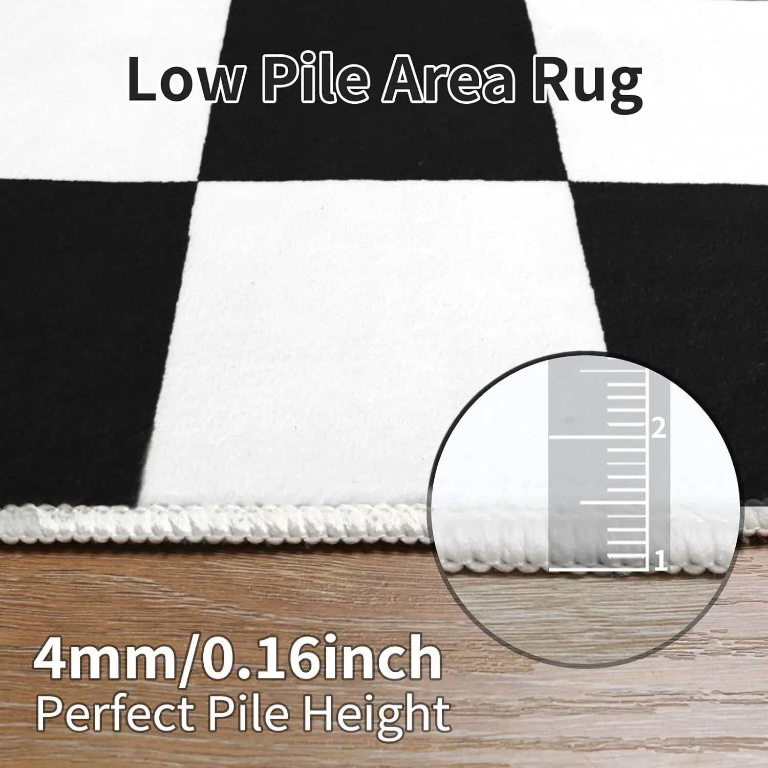 Terrug Black and White Checkered Rug for Living Room Bedroom, 4x6 Soft Washable Area Rug with Non Slip, Low Pile Stain Resistance Carpet for Kids Room Entryway Kitchen Dorm