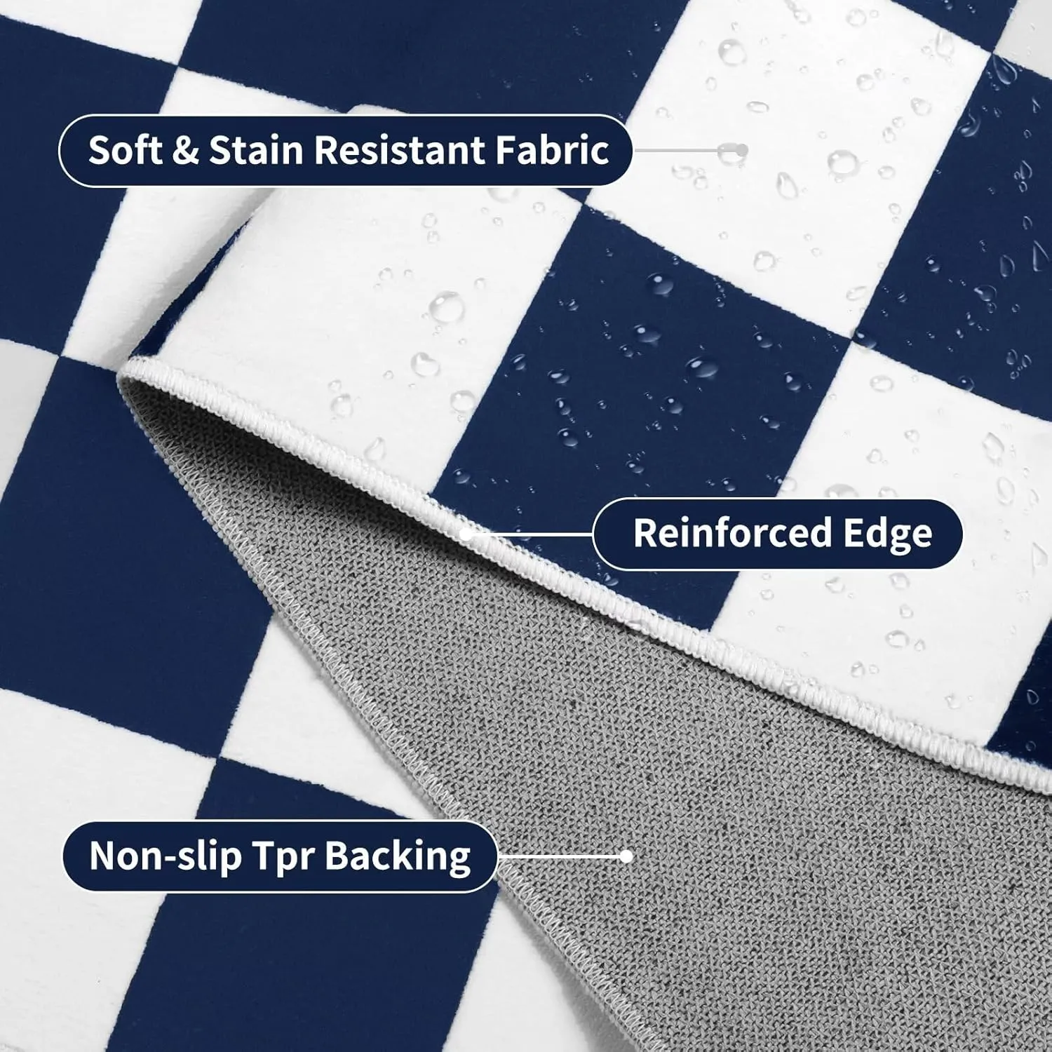 Terrug Navy and White Checkered Rug for Living Room Bedroom, 4x6 Soft Washable Area Rug with Non Slip, Low Pile Stain Resistance Carpet for Kids Room Entryway Kitchen Dorm