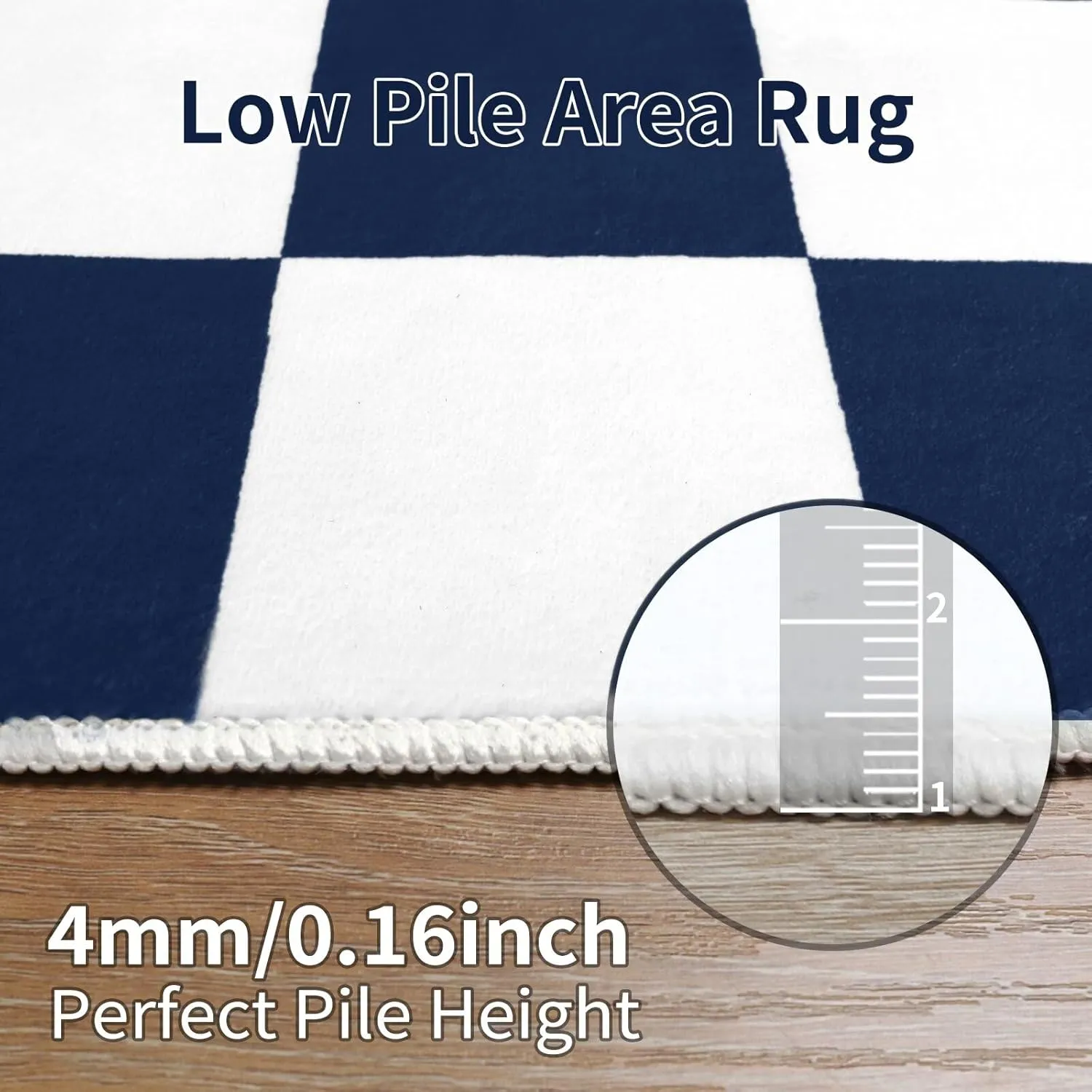 Terrug Navy and White Checkered Rug for Living Room Bedroom, 4x6 Soft Washable Area Rug with Non Slip, Low Pile Stain Resistance Carpet for Kids Room Entryway Kitchen Dorm