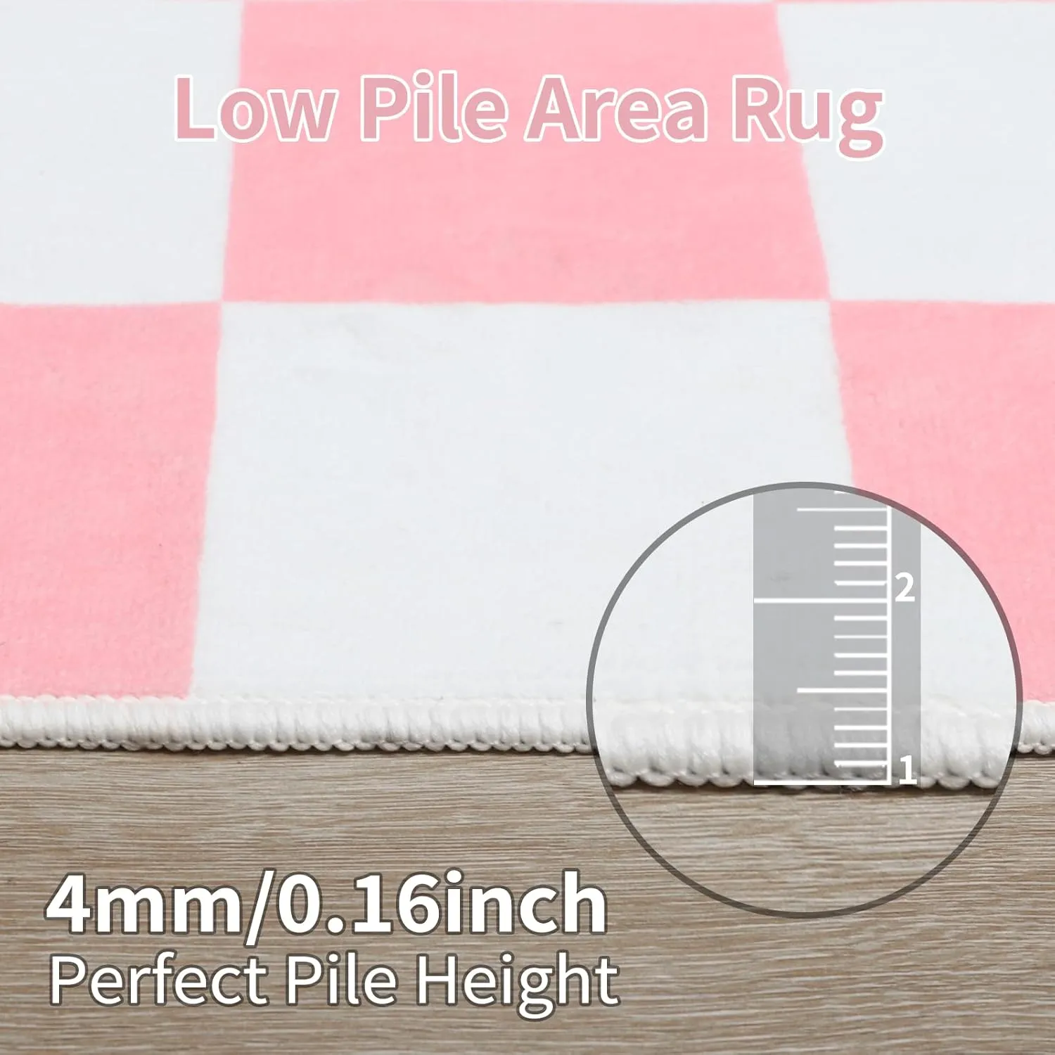 Terrug Pink and White Checkered Rug for Living Room Bedroom, 4x6 Soft Washable Area Rug with Non Slip, Low Pile Stain Resistance Carpet for Kids Room Entryway Kitchen Dorm