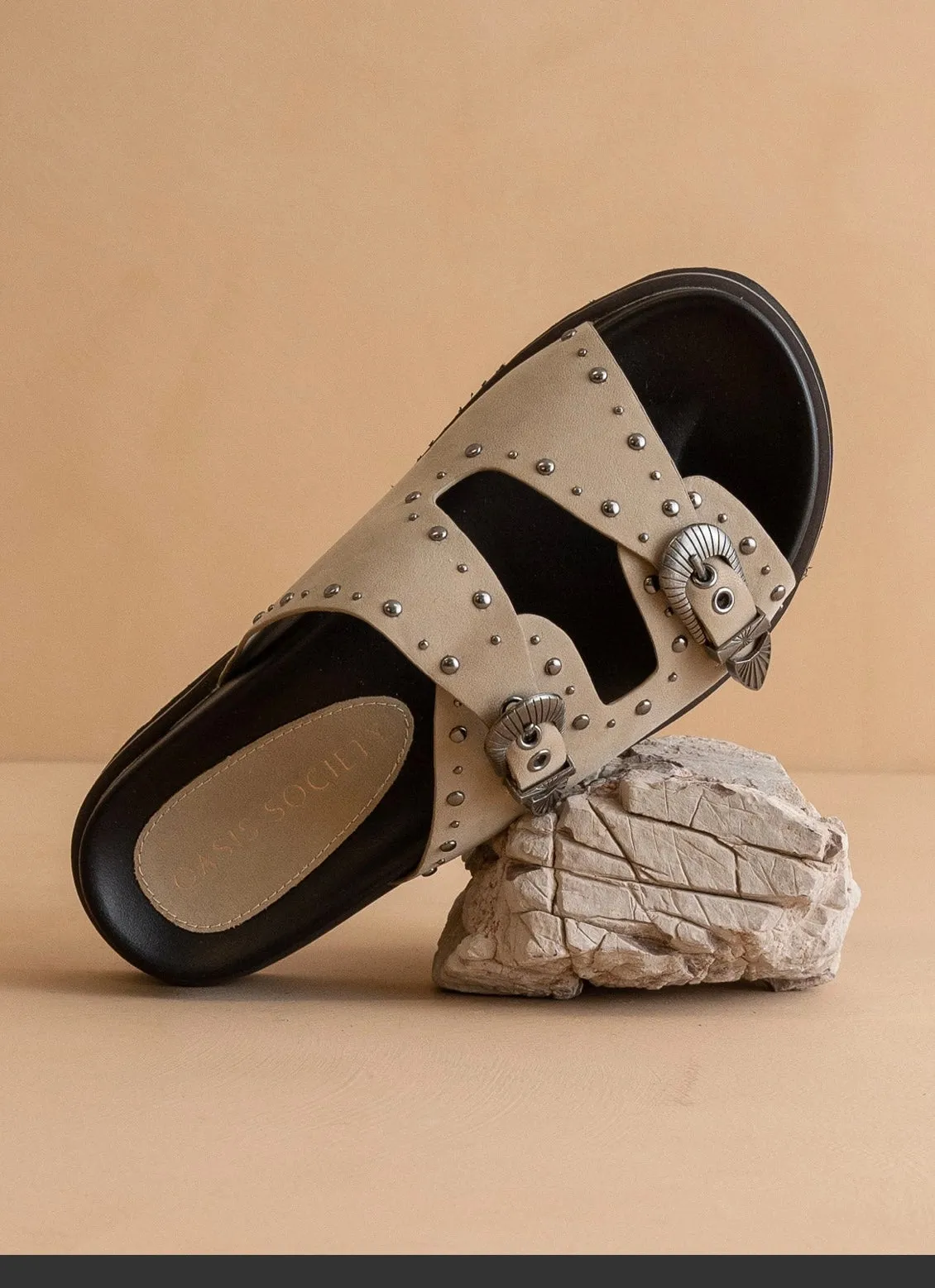 The Effie/ Taupe Double Western Buckle