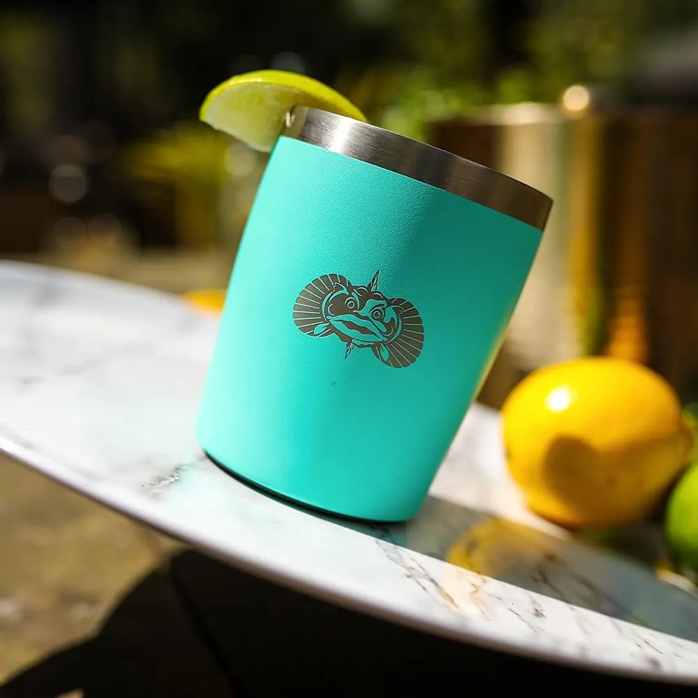 Toadfish Non-tipping 10oz Double Wall Insulated Stainless Steel Rocks Tumbler 2-Pack Gift Set w/Ice Ball Tray & Easy Slide Lid - Graphite