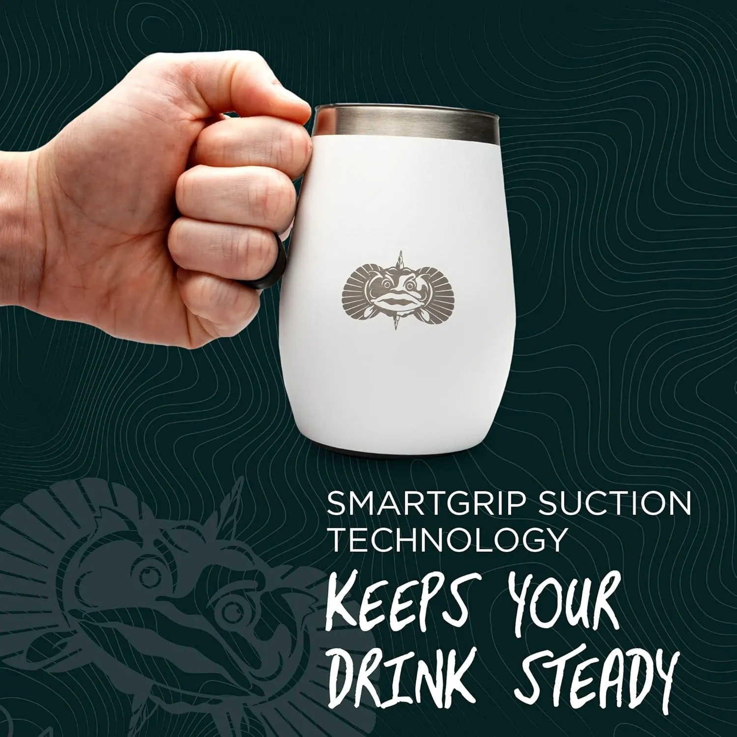 Toadfish Non-tipping 10oz Double Wall Insulated Stainless Steel Stemless Travel Wine Tumbler w/Easy Slide Lid - White