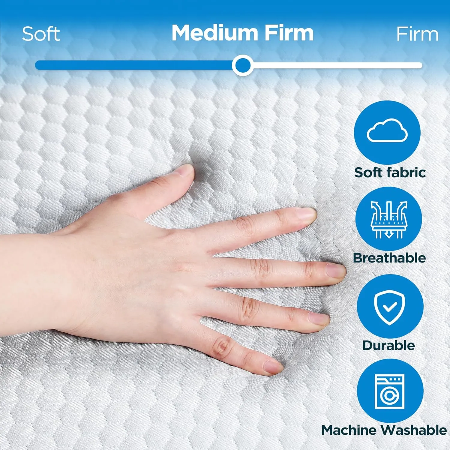 Tri-Fold Memory Foam Mattress, 6 inch Twin Tri-Folding Memory Form Mattress, Collapsible and Washable Cover, Travel and Guest Mat,75"x38"x6"