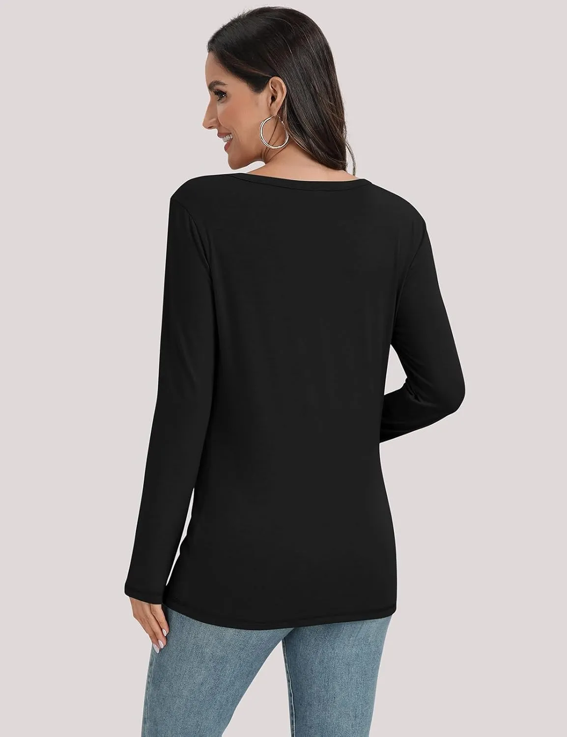 UEU Womens Long Sleeve Tops Crew Neck Casual Pleated Shirts Fashion Dressy Tunic Blouses 2025 Trendy Fall Clothes