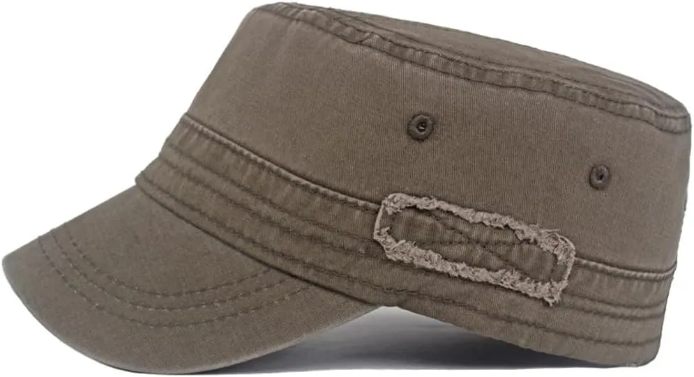 Unisex Washed Cotton Flat Top Military Cadet Army Cap Trucker Hat Military Hats Outdoor Baseball Cap for Men