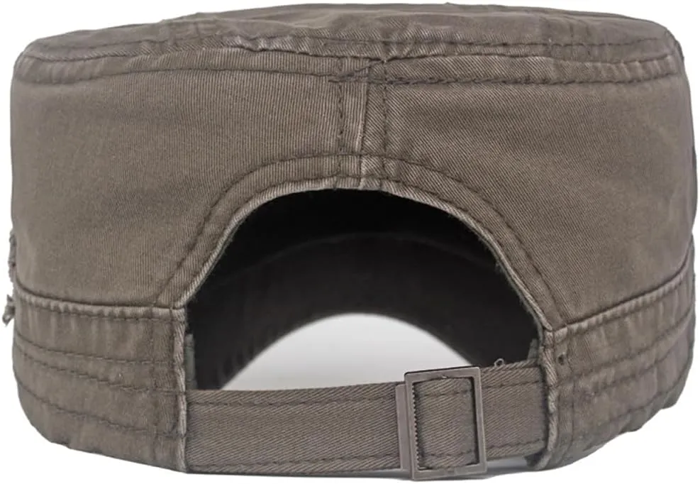 Unisex Washed Cotton Flat Top Military Cadet Army Cap Trucker Hat Military Hats Outdoor Baseball Cap for Men
