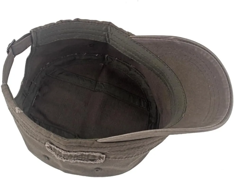 Unisex Washed Cotton Flat Top Military Cadet Army Cap Trucker Hat Military Hats Outdoor Baseball Cap for Men