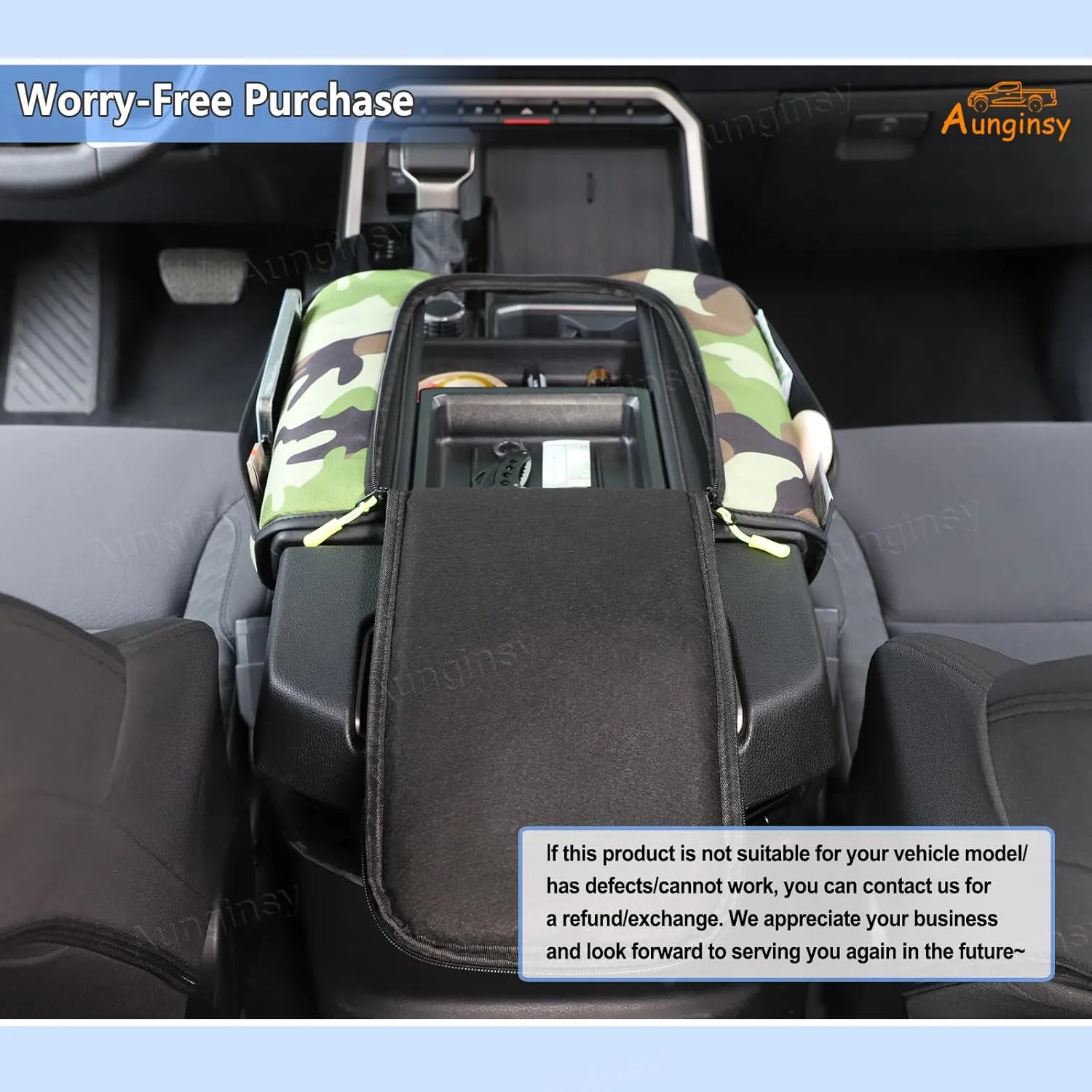 Upgrade Center Console Armrest Cover Compatible with Toyota Tundra 2022  Sequoia 2023  Leather Middle Console Cushion Lid Pad Anti-Scratch Armrest Seat Box Cover With Pocket Storage Bag Accessories