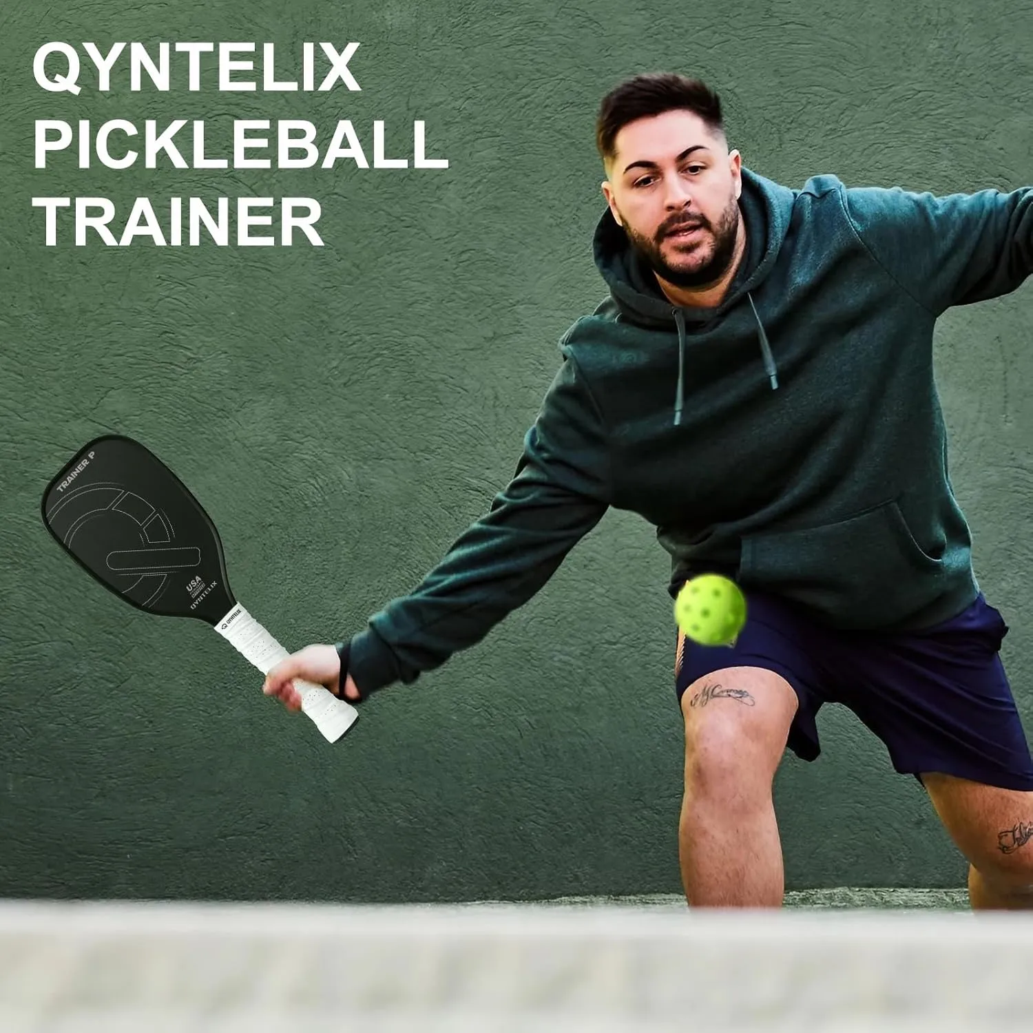 USAPA Approved Pickleball Trainer - Carbon Fiber Paddle, Extra Long Handle, 16mm Core Sweet Spot