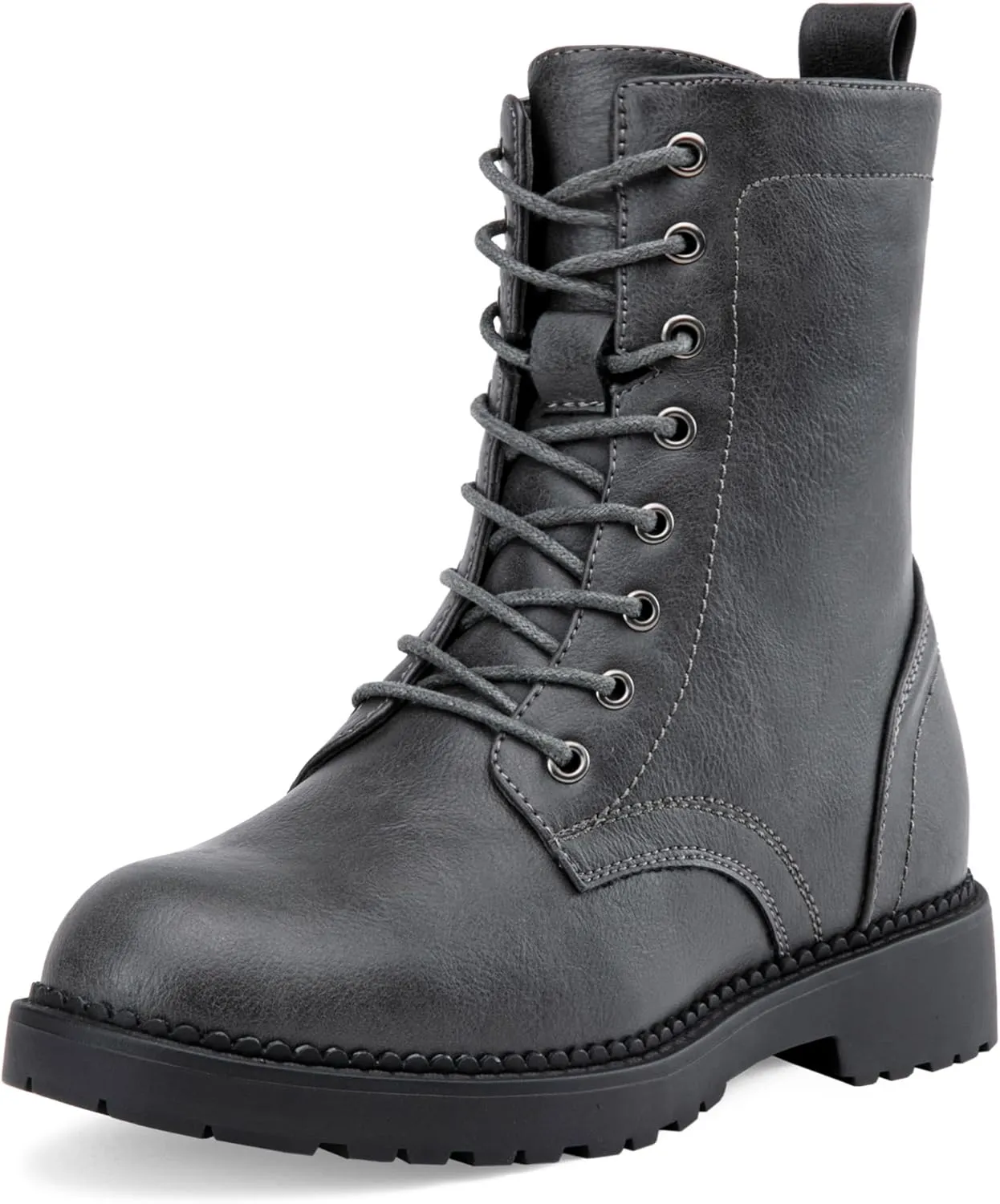 Vepose Women's Combat Ankle Black Flat Boots, Military Fashion 925 Booties Inner Zipper