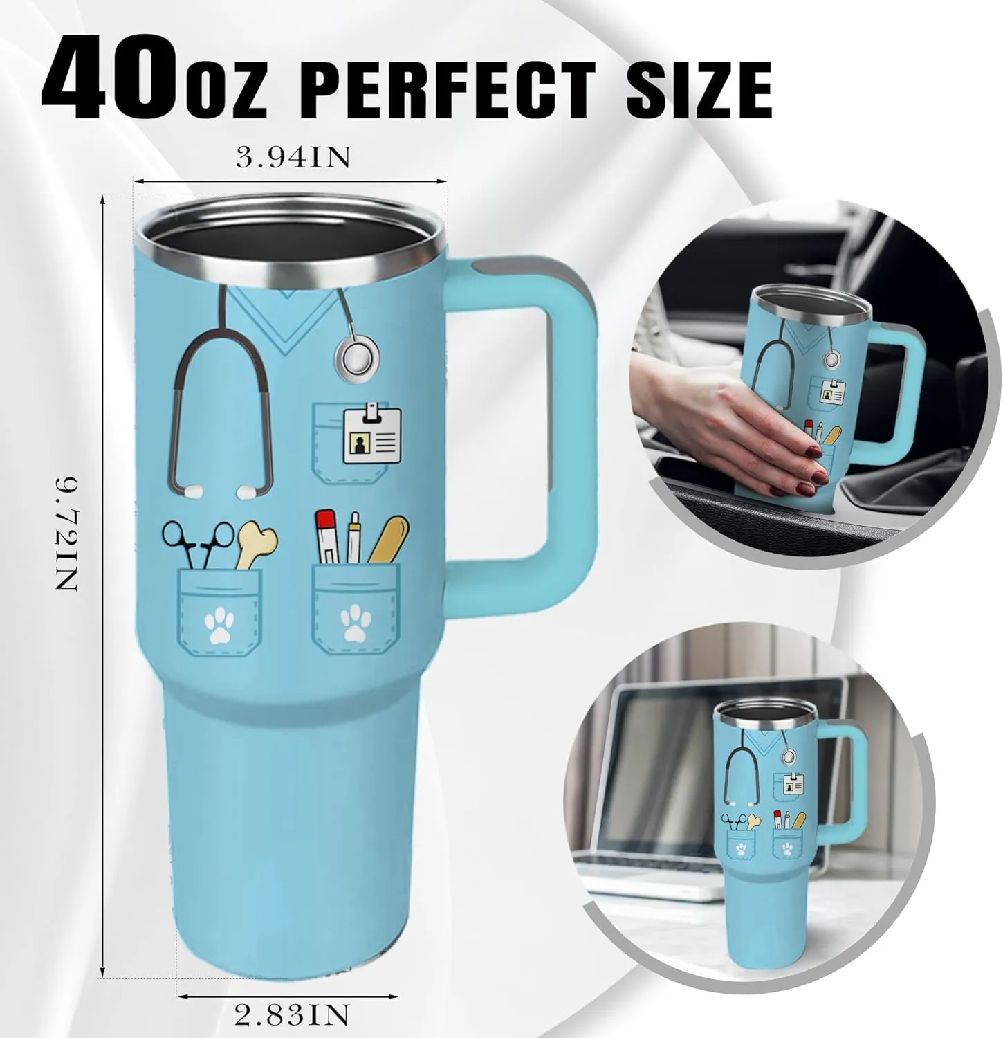 Vet Tech Gifts for Women Men, Vet Tech Tumbler Cup 40 OZ, Appreciation Gifts for Veterinarian, Veterinary Technician Gift for Birthday Graduation Christmas