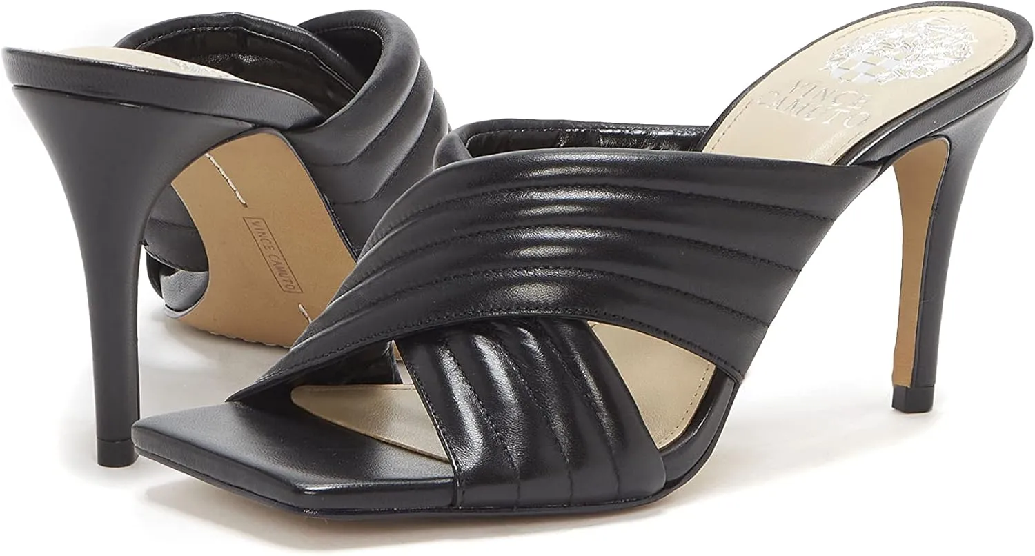 Vince Camuto Women's Footwear Women's Sarendie Quilted Strap Sandal Slide, Black, 5.5