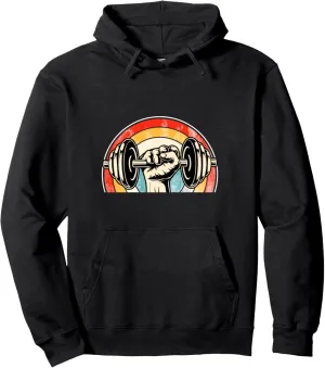 Vintage Dumbbell Power Fist Pullover Hoodie