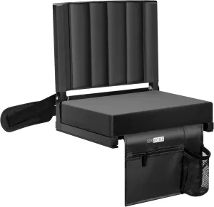 VIVOHOME Portable Stadium Seat for Bleachers with Back Support, Folding Bleacher Chair with Cup Holder and Shoulder Strap