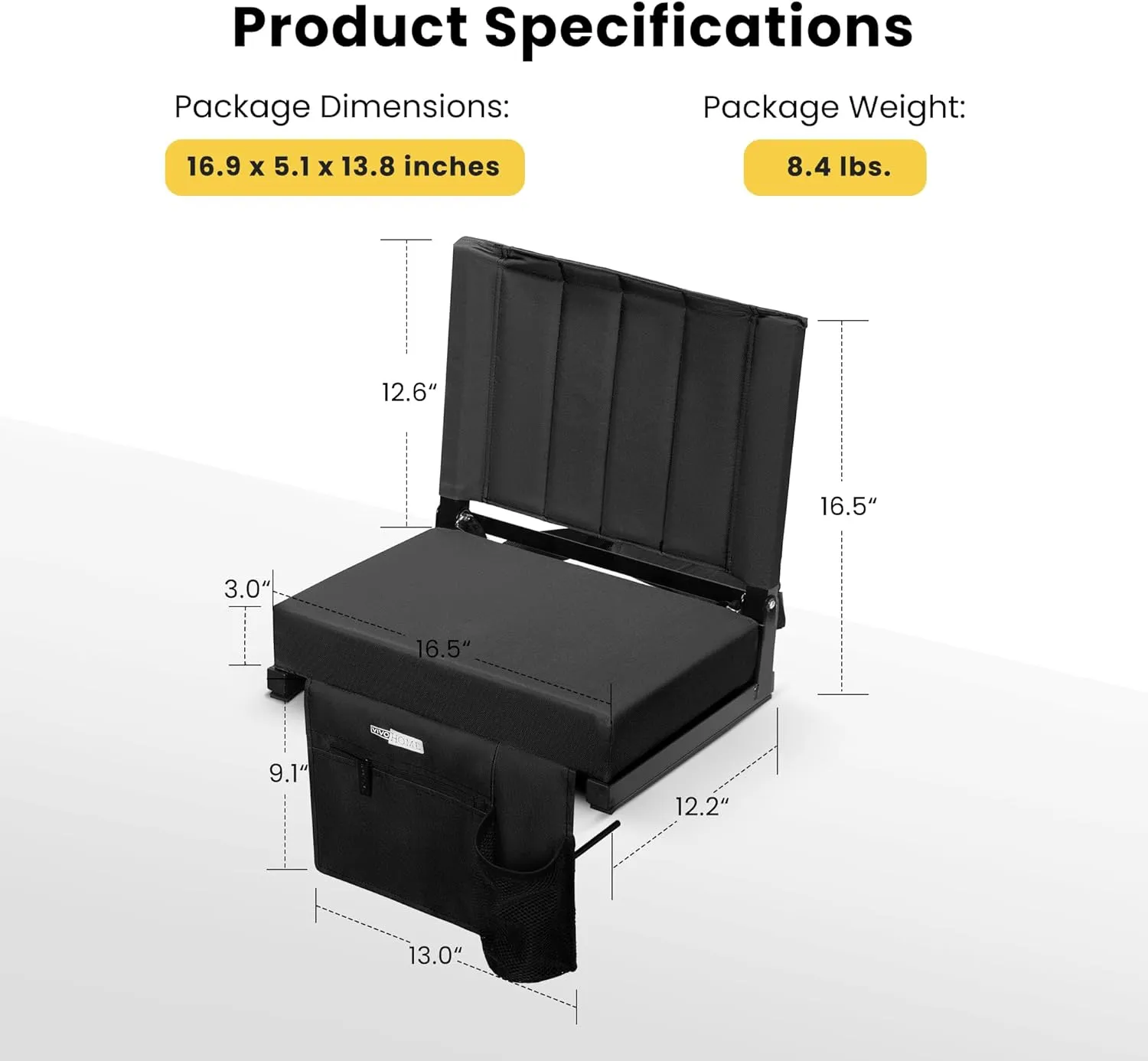 VIVOHOME Portable Stadium Seat for Bleachers with Back Support, Folding Bleacher Chair with Cup Holder and Shoulder Strap