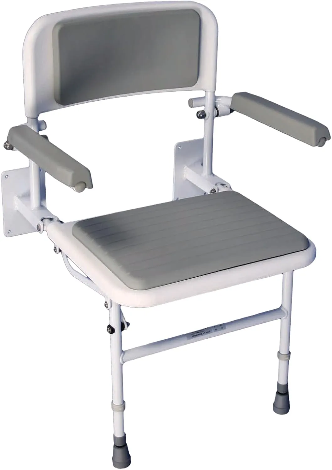 Wall Mounted Foldable Shower Seat with Independently Folding Padded Arms, Back & Seat – Ideal for Seniors, Elderly, Pregnant Women, and Disabled Individuals – Adjustable Height for Customized Comfort