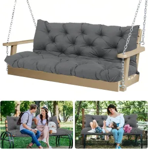 Waterproof 60 Inch Porch Swing Cushions 3 Seater Replacement Extra 5" Thick Outdoor Furniture Cushions with Non-Slip Straps Backrest for Patio Garden Backyard (Dark Gray 60×40×5inch)